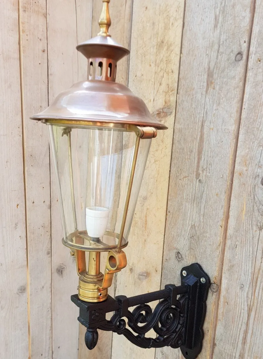 Discount Pamono Antique Round Cast Iron and Copper Wall Lantern