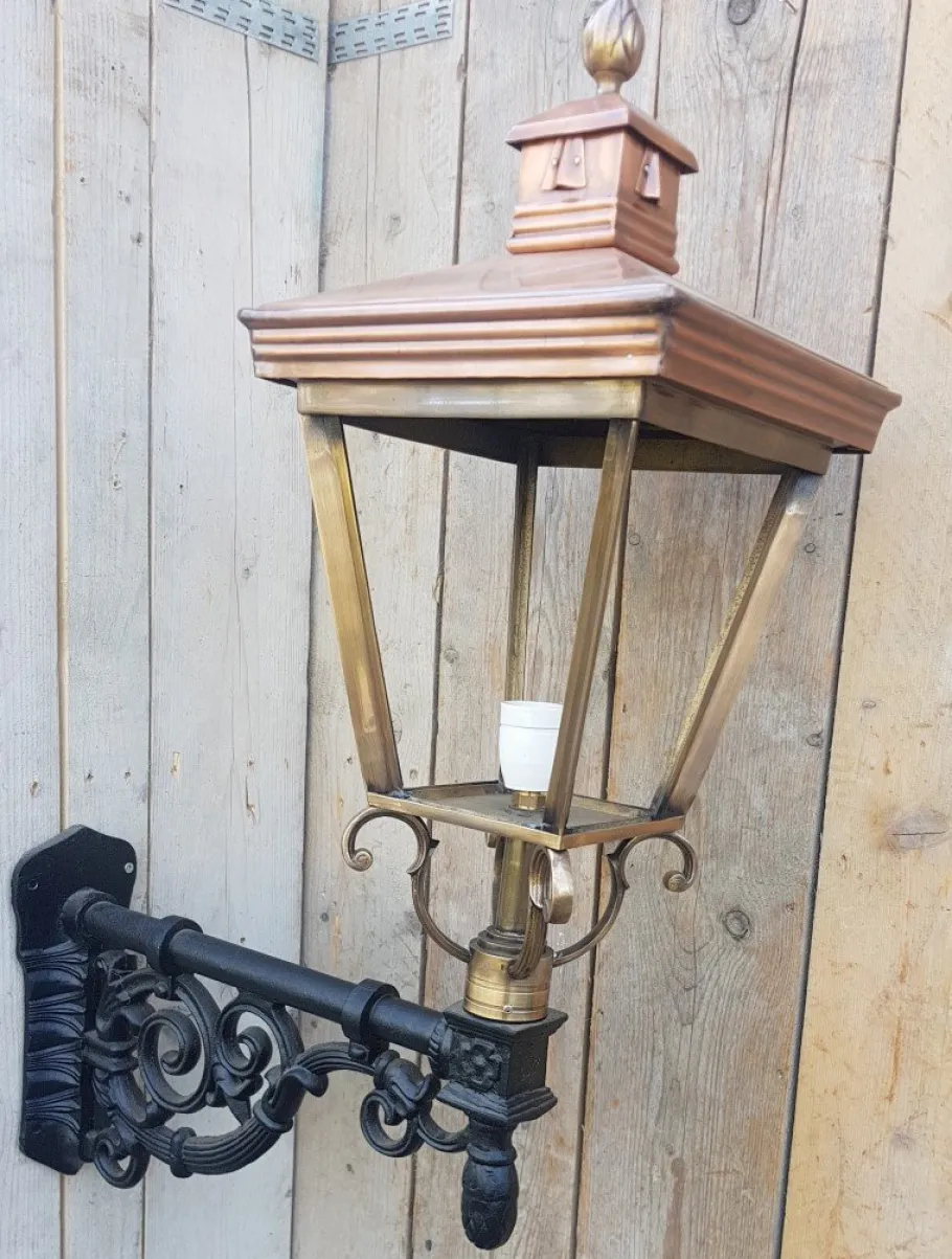 Discount Pamono Antique Square Cast Iron and Copper Wall Lantern