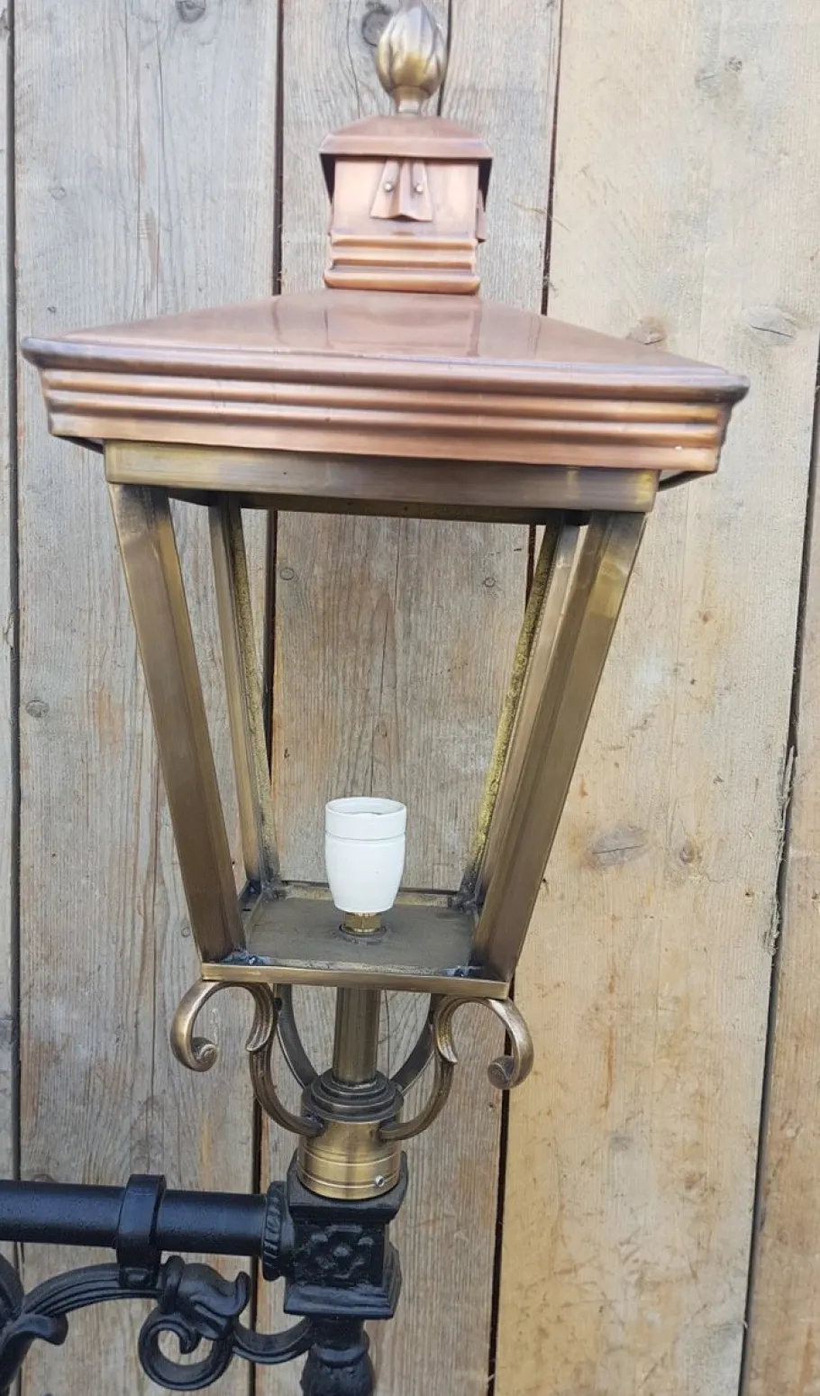 Discount Pamono Antique Square Cast Iron and Copper Wall Lantern