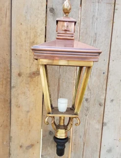 Hot Pamono Antique Square Cast Iron and Copper Wall Lantern