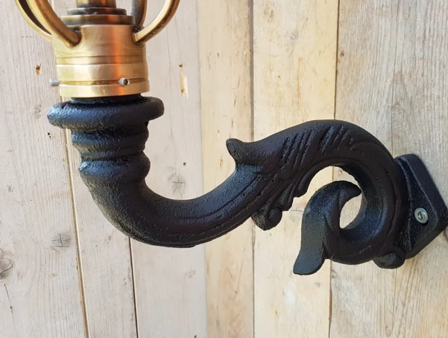 Hot Pamono Antique Square Cast Iron and Copper Wall Lantern