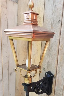 Pamono Antique Square Cast Iron and Copper Wall Lantern