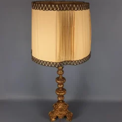 Best Pamono Antique Table Lamp in Wood and Brass, 1890s