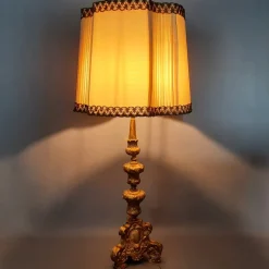 Best Pamono Antique Table Lamp in Wood and Brass, 1890s