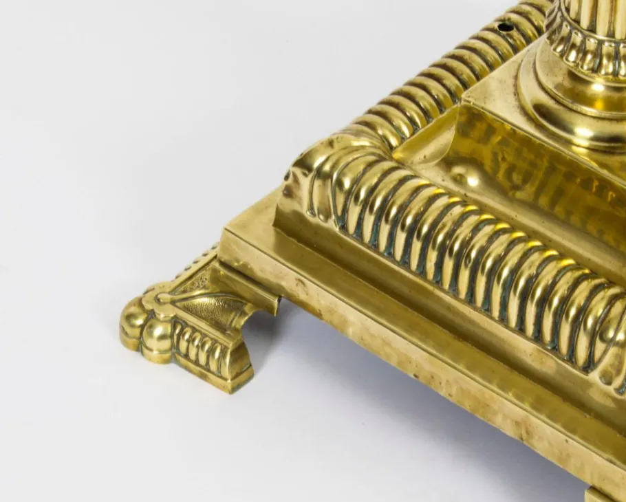 Outlet Pamono Antique Victorian Brass Corinthian Column Telescopic Standard Lamp, 1890s