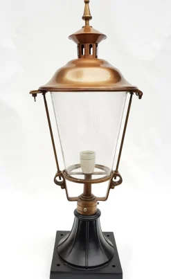 Hot Pamono Antique Victorian Classic Copper Pillar Lamp Lantern on Base Outdoor Lamp