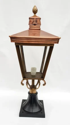 Best Pamono Antique Victorian Classic Copper Pillar Lamp Lantern on Base Outdoor Lamp