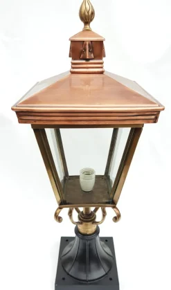 Best Pamono Antique Victorian Classic Copper Pillar Lamp Lantern on Base Outdoor Lamp
