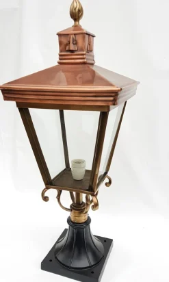 Best Pamono Antique Victorian Classic Copper Pillar Lamp Lantern on Base Outdoor Lamp
