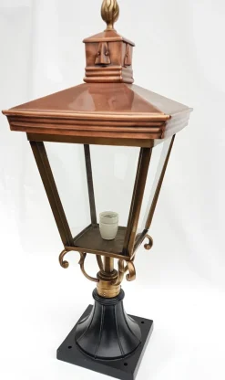 Best Pamono Antique Victorian Classic Copper Pillar Lamp Lantern on Base Outdoor Lamp