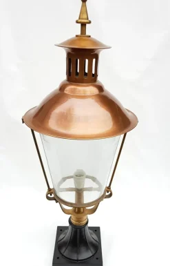 Online Pamono Antique Victorian Classic Copper Pillar Lamp Lantern on Base Outdoor Lamp