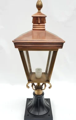 Clearance Pamono Antique Victorian Classic Copper Pillar Lamp Lantern on Base Outdoor Lamp