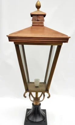 Outlet Pamono Antique Victorian Classic Copper Pillar Lamp Lantern on Base Outdoor Lamp
