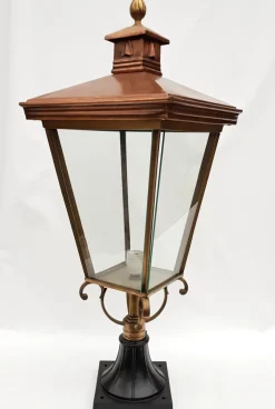 Outlet Pamono Antique Victorian Classic Copper Pillar Lamp Lantern on Base Outdoor Lamp