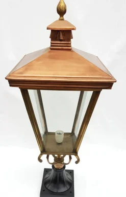 Outlet Pamono Antique Victorian Classic Copper Pillar Lamp Lantern on Base Outdoor Lamp