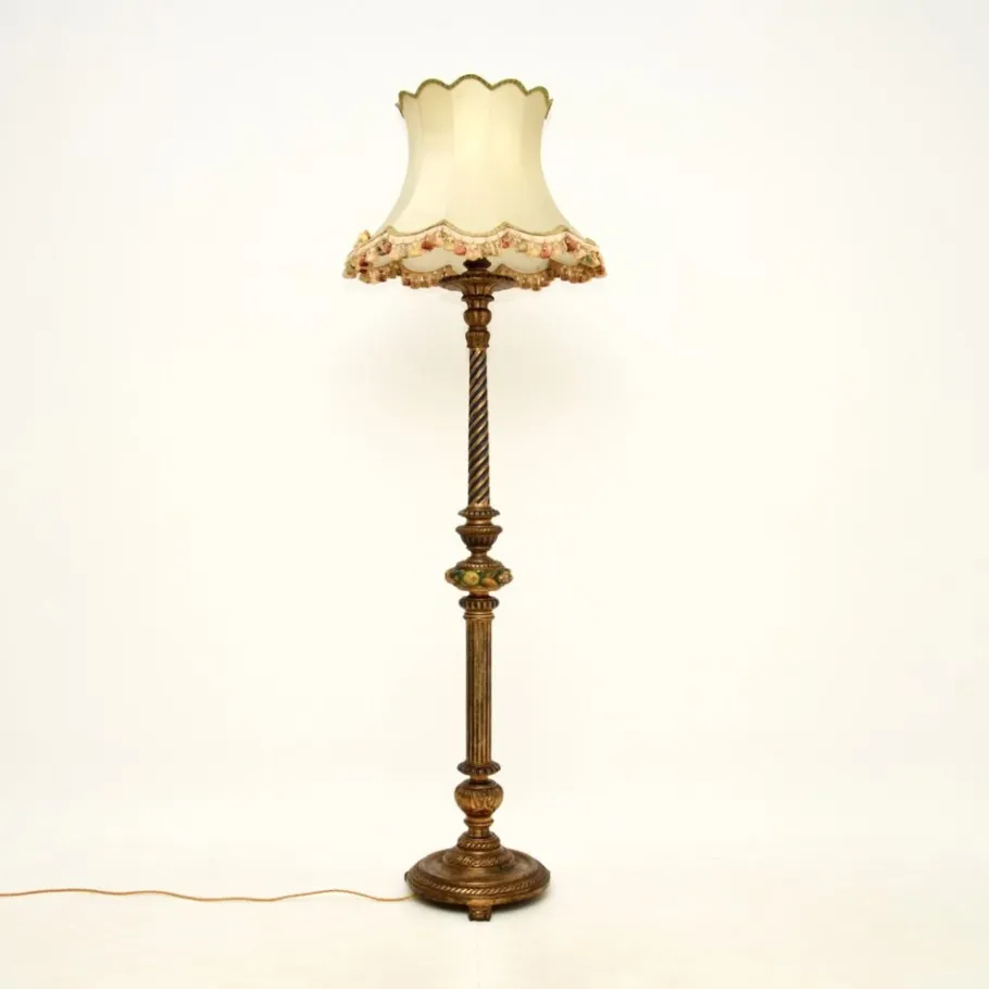 Best Pamono Antique Victorian Gilt Wood Floor Lamp, 1890s