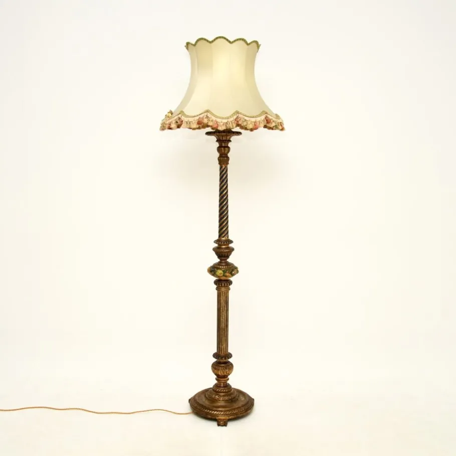 Best Pamono Antique Victorian Gilt Wood Floor Lamp, 1890s