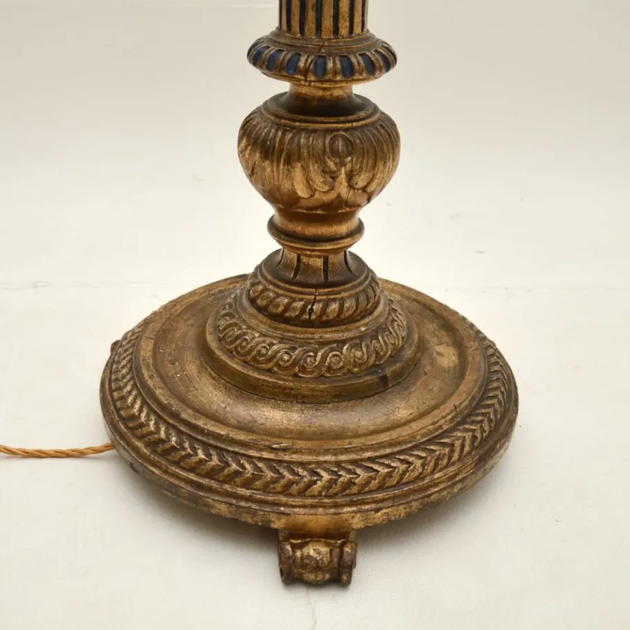 Best Pamono Antique Victorian Gilt Wood Floor Lamp, 1890s