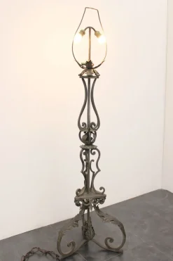 Discount Pamono Antique Wrought Iron Ground Lamp, 1890s