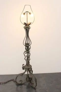Discount Pamono Antique Wrought Iron Ground Lamp, 1890s
