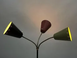 Sale Pamono 3-Arm Floor Lamp with Pierced Metal Matte Shades, 1960s