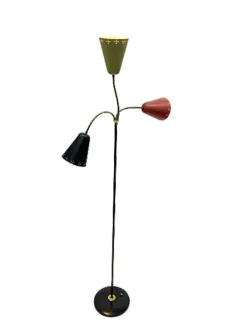 Sale Pamono 3-Arm Floor Lamp with Pierced Metal Matte Shades, 1960s