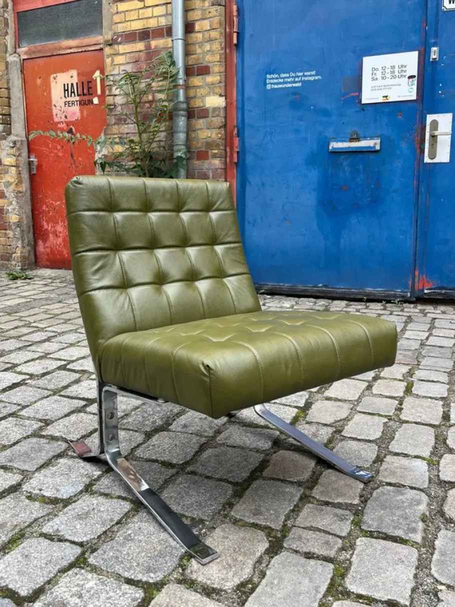 Best Pamono Armchair in Chrome and Faux Leather by Rudolf Horn