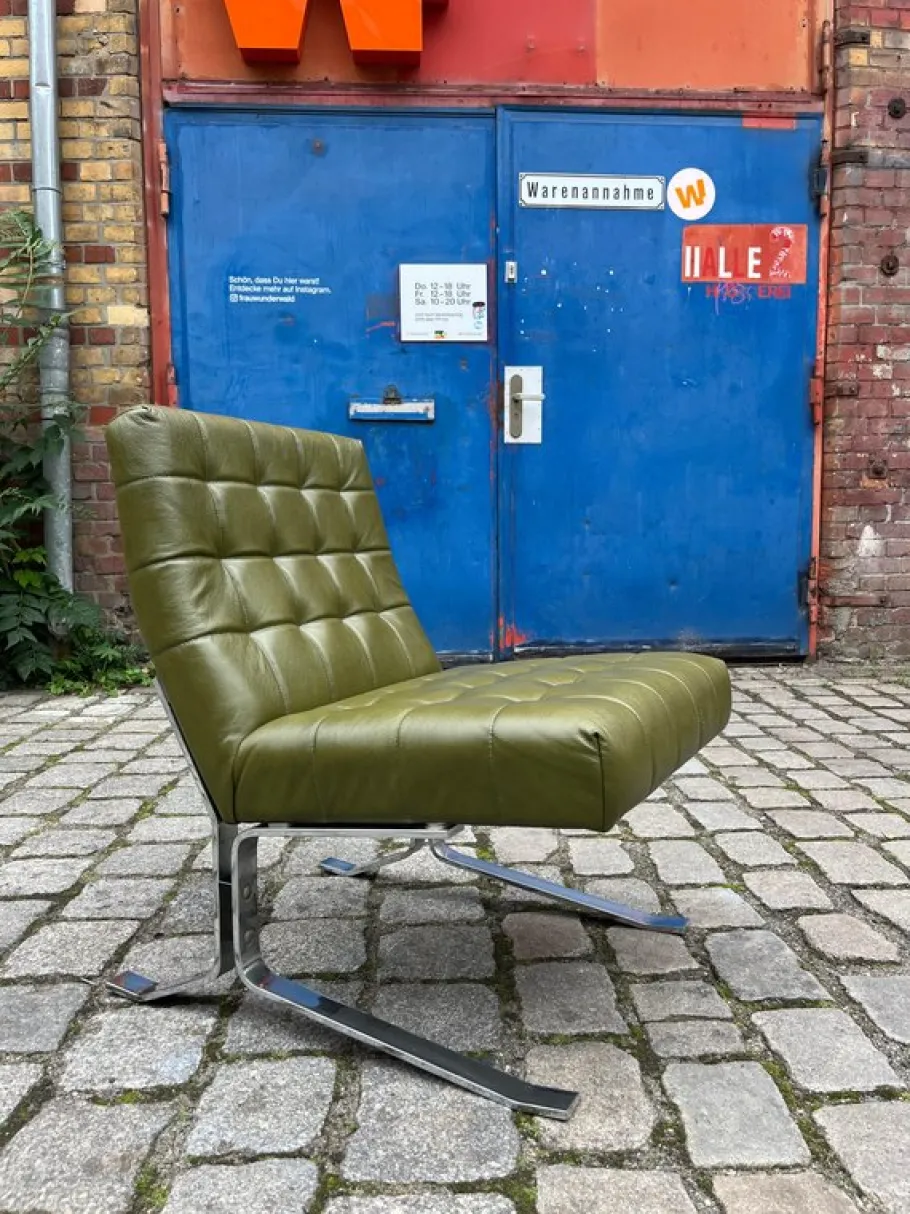 Best Pamono Armchair in Chrome and Faux Leather by Rudolf Horn