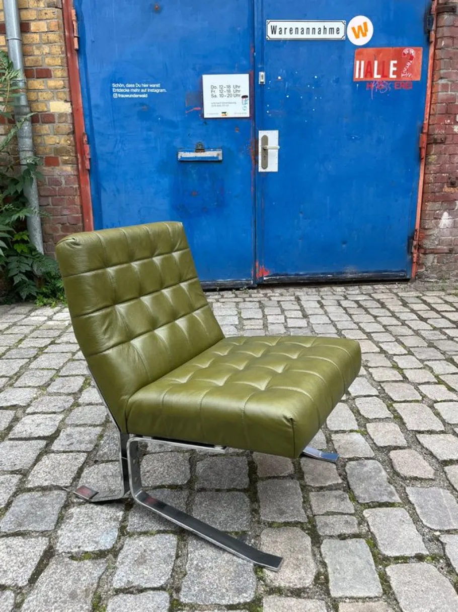 Best Pamono Armchair in Chrome and Faux Leather by Rudolf Horn