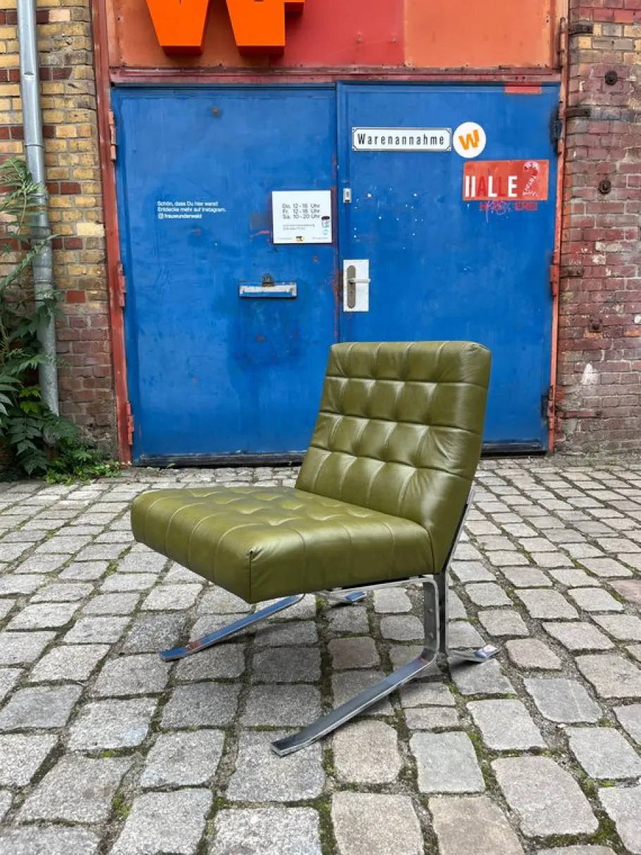 Best Pamono Armchair in Chrome and Faux Leather by Rudolf Horn