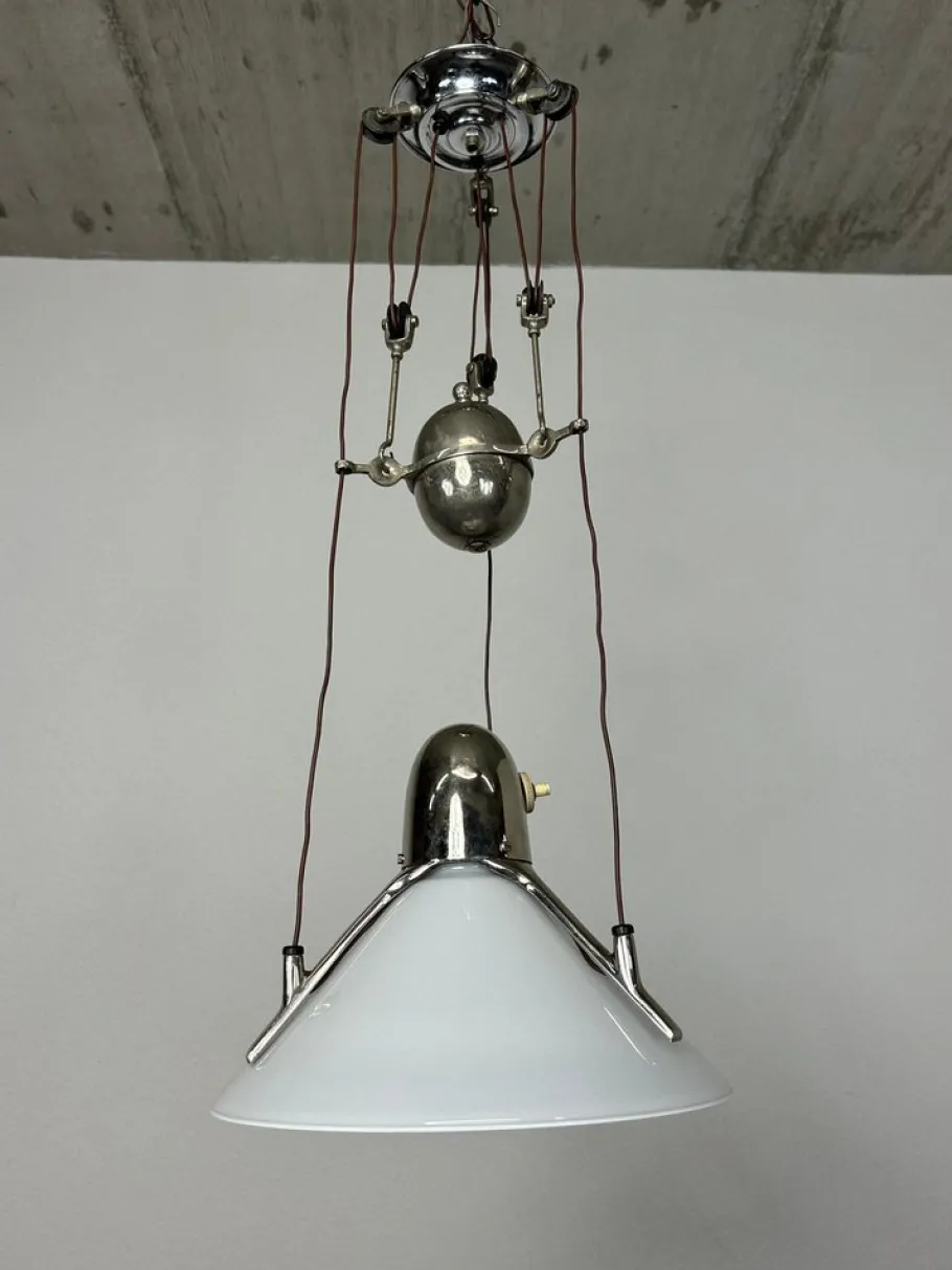 Hot Pamono Art Deco Adjustable Hanging Lamp, 1930s