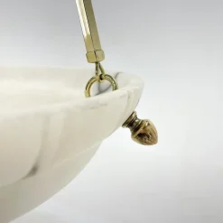 Clearance Pamono Art Deco Alabaster Pendant on Brass Chains, Former Czechoslovakia, 1930s