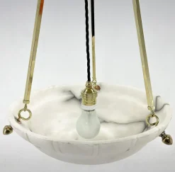 Clearance Pamono Art Deco Alabaster Pendant on Brass Chains, Former Czechoslovakia, 1930s