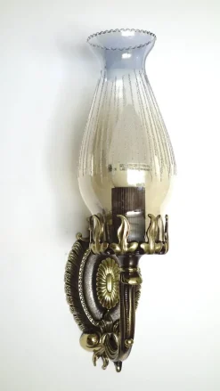 Best Pamono Art Deco Brass and Glass Wall Lamps by Bruno Chiarini, 1940s, Set of 2