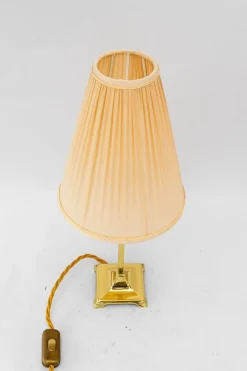 Best Pamono Art Deco Brass Table Lamp with Fabric Shade, Vienna, 1920s