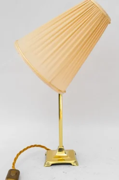 Best Pamono Art Deco Brass Table Lamp with Fabric Shade, Vienna, 1920s