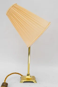 Best Pamono Art Deco Brass Table Lamp with Fabric Shade, Vienna, 1920s
