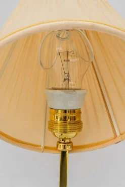 Best Pamono Art Deco Brass Table Lamp with Fabric Shade, Vienna, 1920s