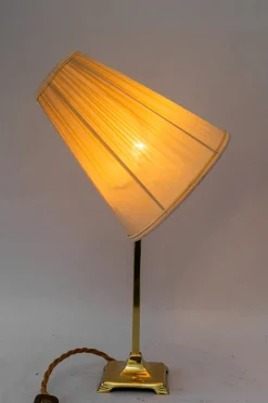 Best Pamono Art Deco Brass Table Lamp with Fabric Shade, Vienna, 1920s