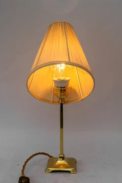 Best Pamono Art Deco Brass Table Lamp with Fabric Shade, Vienna, 1920s