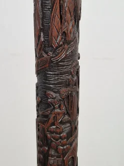 Outlet Pamono Art Deco Carved Turned Wooden Floor Lamp, 1930s