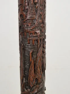 Outlet Pamono Art Deco Carved Turned Wooden Floor Lamp, 1930s