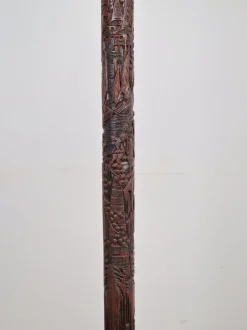 Outlet Pamono Art Deco Carved Turned Wooden Floor Lamp, 1930s