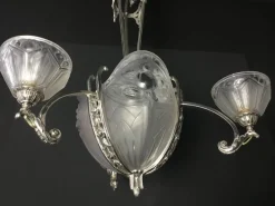 Best Pamono Art Deco Chandelier in Nickel-Plated Bronze by Pierre Gilles, Paris, France, 1925