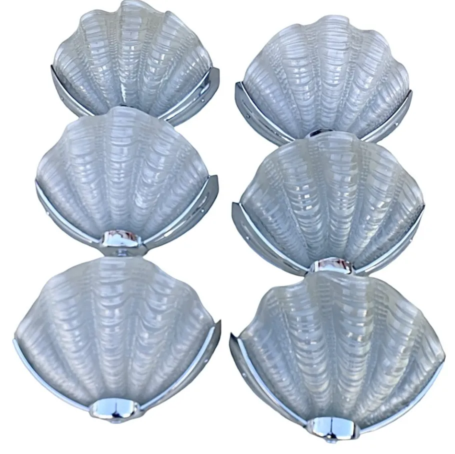 Best Pamono Art Deco Clam Shell Wall Lights, 1930s, Set of 6