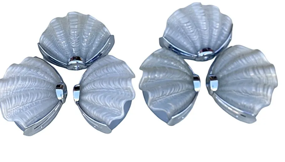 Best Pamono Art Deco Clam Shell Wall Lights, 1930s, Set of 6