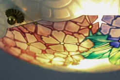 Best Pamono Art Deco Enameled Glass Four-Light Pendant Chandelier from Loys Lucha, 1930s