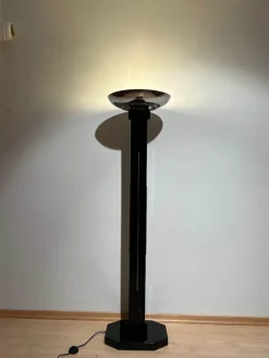 Hot Pamono Art Deco Floor Lamp, Black Lacquer and Chrome, France circa 1930