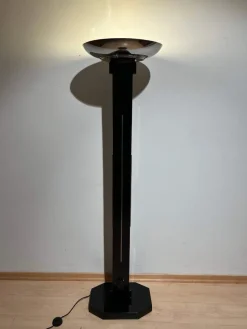 Hot Pamono Art Deco Floor Lamp, Black Lacquer and Chrome, France circa 1930