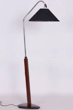 Sale Pamono Art Deco Floor Lamp in Beech & Chrome-Plated Steel, Czech, 1930s
